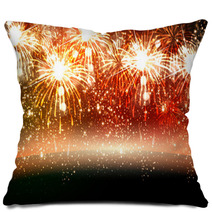 Happy New Year And Christmas Vector Celebration Fireworks Backgr Pillows 57698940