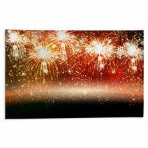 Happy New Year And Christmas Vector Celebration Fireworks Backgr Rugs 57698940
