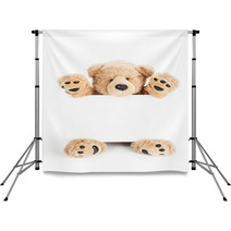 Happy Teddy Bear Holding Blank Board Backdrops 63552001