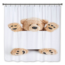 Happy Teddy Bear Holding Blank Board Bath Decor 63552001