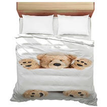 Happy Teddy Bear Holding Blank Board Bedding 63552001