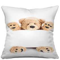 Happy Teddy Bear Holding Blank Board Pillows 63552001