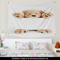 Happy Teddy Bear Holding Blank Board Wall Art 63552001