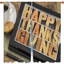 Happy Thanksgiving On Digital Tablet Window Curtains 57651228
