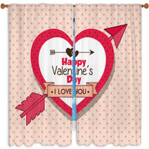 Happy Valentines Day Card Vector Illustration Design Window Curtains 133559573