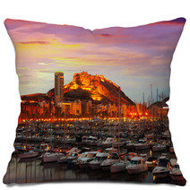 Harbour With Yachts  During Sunset. Alicante, Spain Pillows 64463900
