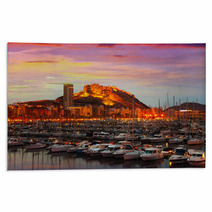 Harbour With Yachts  During Sunset. Alicante, Spain Rugs 64463900