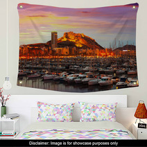 Harbour With Yachts  During Sunset. Alicante, Spain Wall Art 64463900