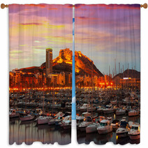 Harbour With Yachts  During Sunset. Alicante, Spain Window Curtains 64463900