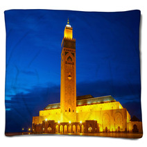 Hassan II Mosque In Casablanca, Morocco Africa Blankets 59079001