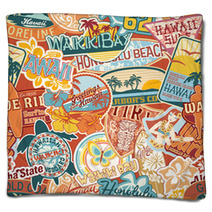Hawaii Stickers Patchwork Seamless Pattern Blankets 43673204