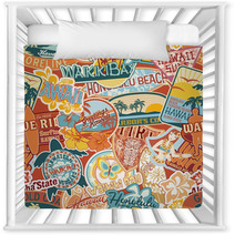 Hawaii Stickers Patchwork Seamless Pattern Nursery Decor 43673204