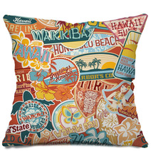 Hawaii Stickers Patchwork Seamless Pattern Pillows 43673204