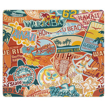 Hawaii Stickers Patchwork Seamless Pattern Rugs 43673204