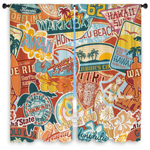 Hawaii Stickers Patchwork Seamless Pattern Window Curtains 43673204
