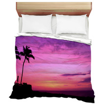 Hawaii Sunset With Palm Trees Bedding 12800143