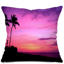 Hawaii Sunset With Palm Trees Pillows 12800143