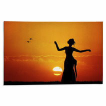 Hawaiian Dancing Woman Sunset Silhouette Rugs 65132061