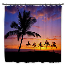 Hawaiian Palm Tree Silhouette Sunset On Big Island Bath Decor 64645922