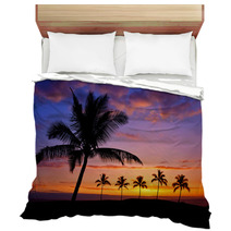 Hawaiian Palm Tree Silhouette Sunset On Big Island Bedding 64645922
