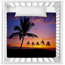Hawaiian Palm Tree Silhouette Sunset On Big Island Nursery Decor 64645922