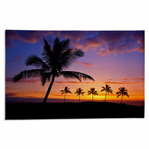 Hawaiian Palm Tree Silhouette Sunset On Big Island Rugs 64645922