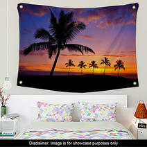 Hawaiian Palm Tree Silhouette Sunset On Big Island Wall Art 64645922