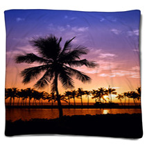 Hawaiian Palm Tree Sunset Blankets 42683605