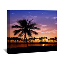 Hawaiian Palm Tree Sunset Wall Art 42683605