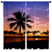 Hawaiian Palm Tree Sunset Window Curtains 42683605