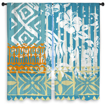 Hawaiian Pattern Patchwork Window Curtains 28914726