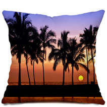 Hawaiian Sunset On Big Island, Anaehoomalu Bay Pillows 62759661