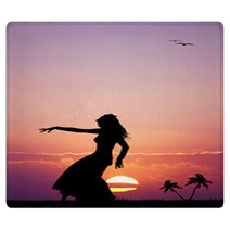 Hawaiian Woman Dancing At Sunset Rugs 64865519