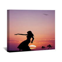 Hawaiian Woman Dancing At Sunset Wall Art 64865519