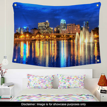 Hdr Image Of Orlando Skyline With Lake Lucerne In Foreground Wall Art 43664638