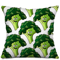 Head Of Fresh Healthy Broccoli Seamless Pattern Pillows 65980383