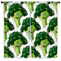 Head Of Fresh Healthy Broccoli Seamless Pattern Window Curtains 65980383