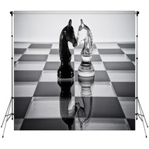 Head To Head-Knights On A Chess Board. Backdrops 66690146