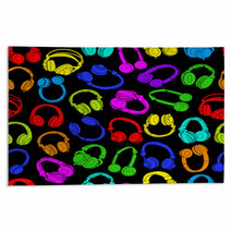 Headphones Seamless Pattern In Colors Rugs 49675944