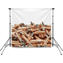 Heap Of Rifle Bullets Isolated On White Background Backdrops 52978160