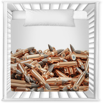 Heap Of Rifle Bullets Isolated On White Background Nursery Decor 52978160