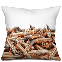 Heap Of Rifle Bullets Isolated On White Background Pillows 52978160