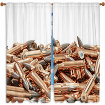Heap Of Rifle Bullets Isolated On White Background Window Curtains 52978160