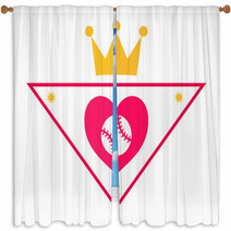 Heart Baseball Ace Icon Window Curtains 132187021