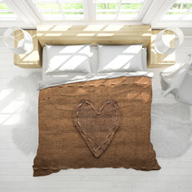 Heart Made Of Burlap  Lies On A Sacking  Background Bedding 83785779