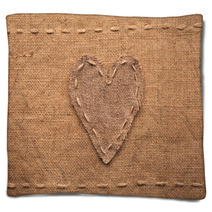 Heart Made Of Burlap  Lies On A Sacking  Background Blankets 83785779