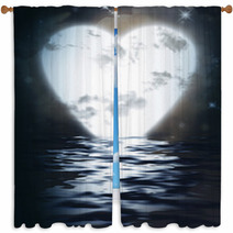 Heart Monn Reflected  In Water Window Curtains 60765398