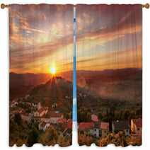 Heart Of Tuscany With Carmignano Village In Italy Window Curtains 56636781
