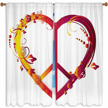 Heart Peace Symbol Window Curtains 59273902
