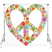 Heart Peace Symbol With Floral Pattern Backdrops 49699128